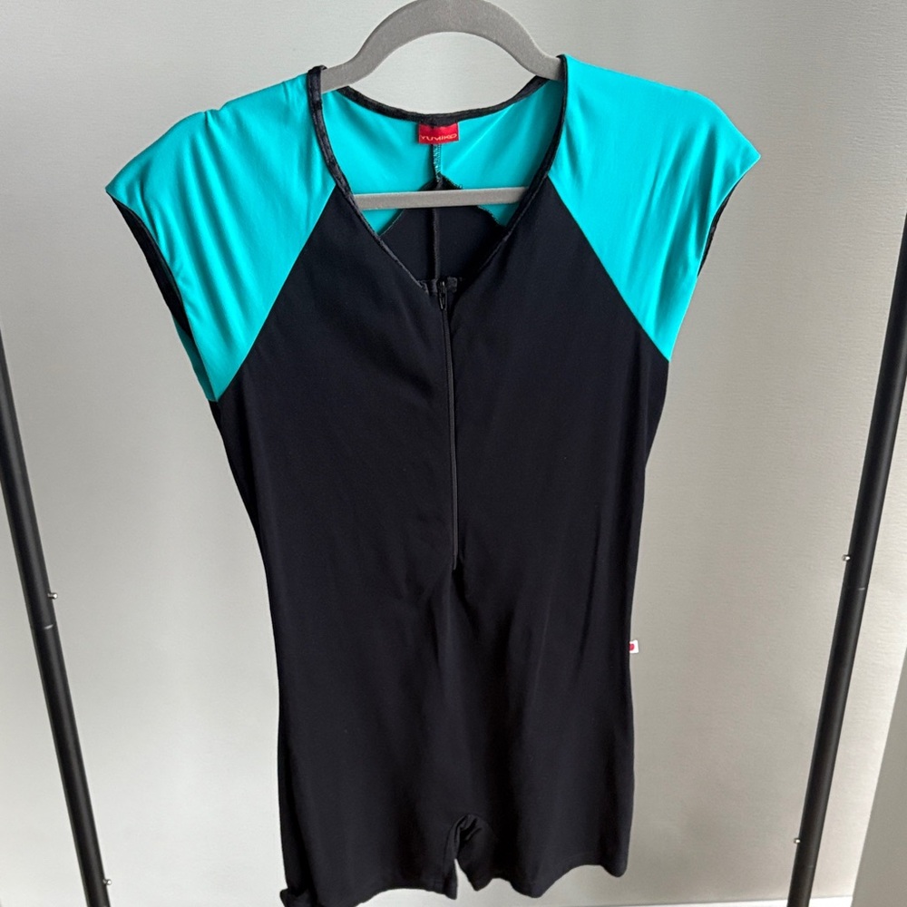 Custom Yumiko Black and Teal Men’s Ballet Unitard